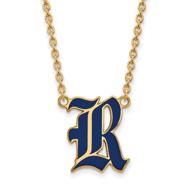 14k Gold Plated Silver Rice U Large Enamel Pendant Necklace